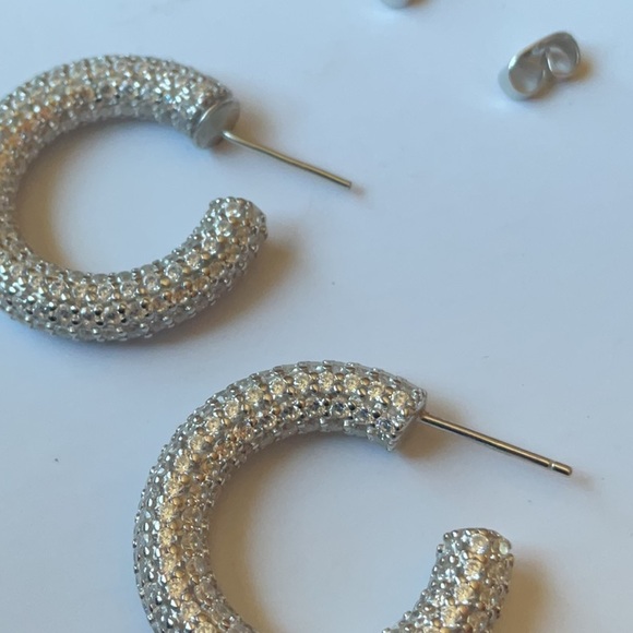 Adina Eden Jumbo Pave Hoops In Silver, Size: OS - Picture 9 of 10